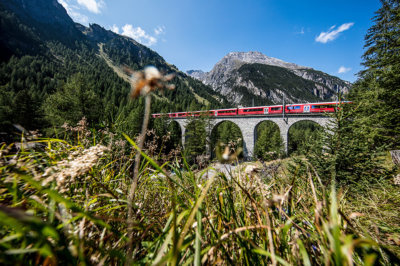 Le Bernina Express sur l'Albula Viaduc RHB (c)Andrea Badrutt