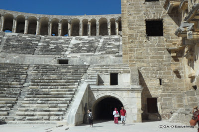 Aspendos la ville greco-romaine possède un théâtre accueillant de nombreux spectacles en été (c) G.A.-D..