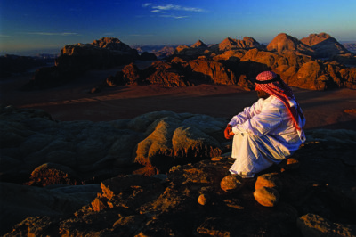 Perspective sur Wadi Rum depuis les hauteurs