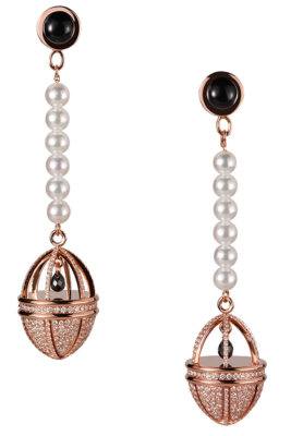 Charles Zuber Boucles d'oreilles Pomander -Cage Or et perles