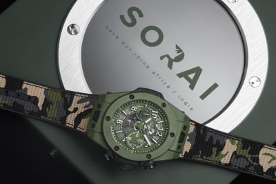 Revêtant les teintes du bush sud-africain aux 2 verts camouflage la Big Bang SORAI nouvelle édition (c) Hublot