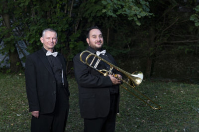 Francesco D'Urso avec Humberto Salvagni qui l'accompagne à l'orgue dans ses concerts (c) Aline Bovard Rudaz