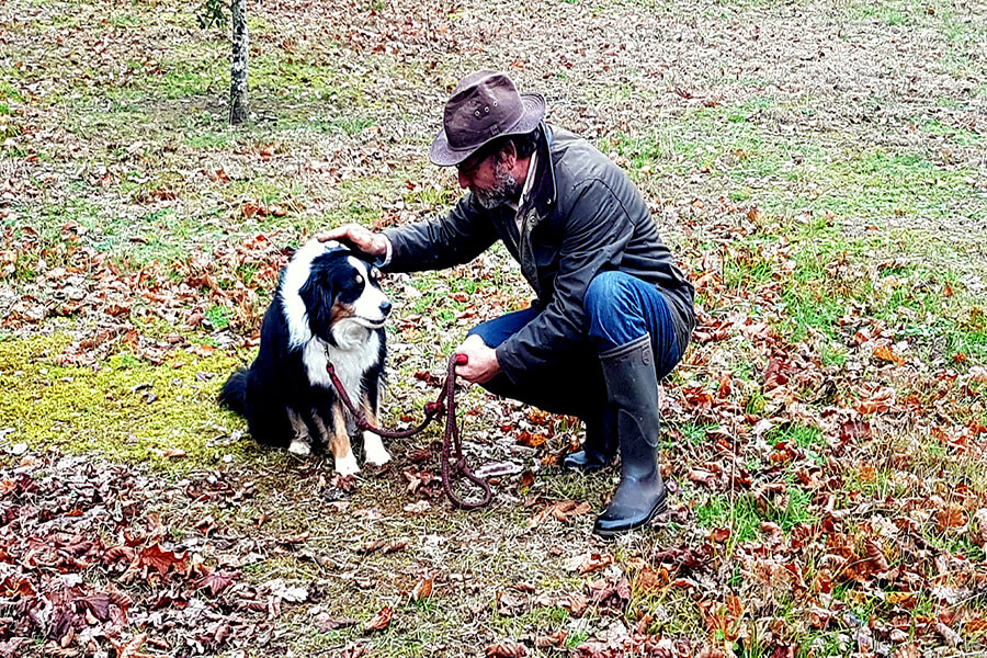 Complicité maitre et chien, les démonstrations de cavage de truffes sont assidument suivies durant la Fête (c) GAD
