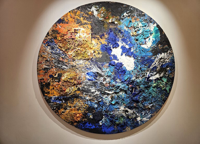 Fragilisima Technique mixte sur jute - diamètre 180cm (c) GAD